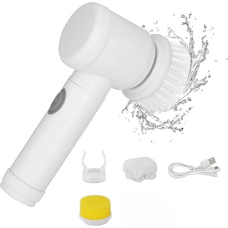 Elektrisk Spinnende Skrubbemaskine, Elektrisk Rengøringsbørste, Badeværelse Genopladelig Skrubbebørste, Bruser Skrubbemaskine Til Rengøring