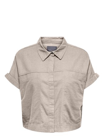 Carcaro S/S Linen Bl Boxy Shirt Beige ONLY Carmakoma