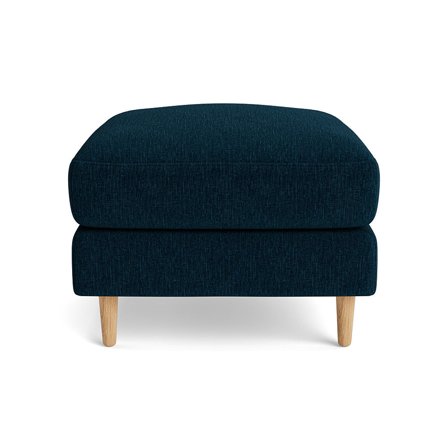 Ofelia Pouf Hocker in Boston Blau, einfarbig, moderner Polsterhocker mit Federung und Polsterung, skandinavisches Design, Größe 47cm