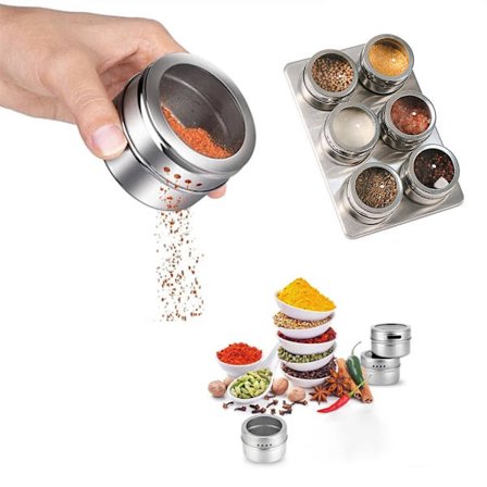 Krydderihylde Krydderiglas Sæt Rustfrit Stål Salt Peber Spray Shakers Opbevaringsdåser Hylde Krydderikasse Krydderibeholder Køkkenopbevaring