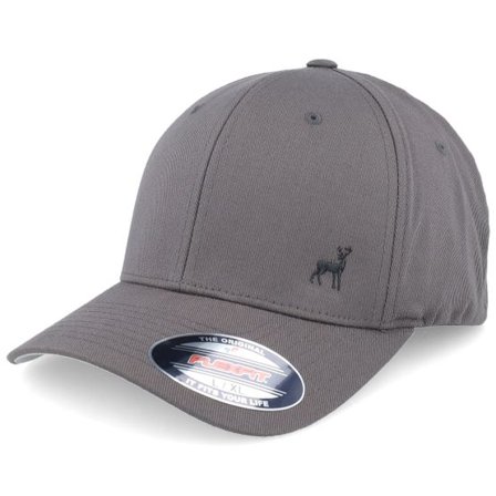Hunter - Grå flexfit Keps - Tiny Deer Wooly Combed Dark Grey Flexfit @ Hatstore