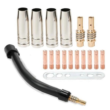 Fleksibel MIG-svejsehals, fleksibel MIG-forlænger, 030 tommer M6 dyseholderdiffusor og -beskyttelse og svejsehals til MB15