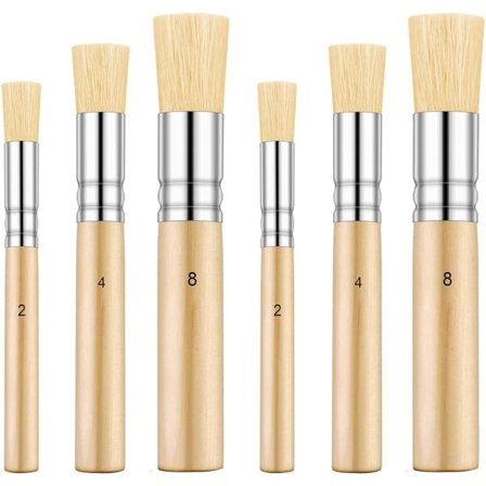 Sjablongbørstesett, 6 deler, 3 størrelser, pensler for akrylmaling, oljemaling, DIY-kunst og håndverk