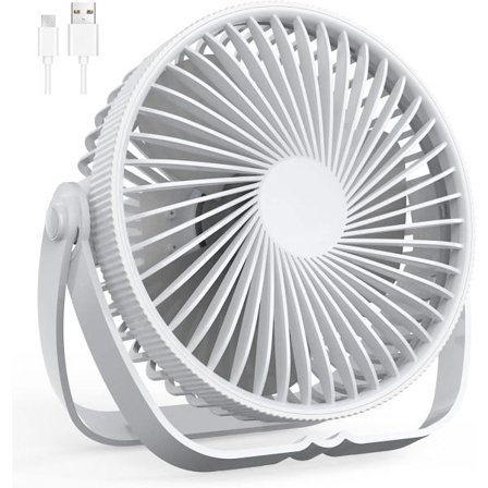 USB-fläkt, 3-hastighets skrivbordsfläkt, 360° justerbar tyst fläkt, bärbar fläkt för kontor, sovrum, bil, resor Vit