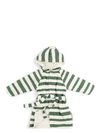 Done by Deer Bathrobe Gots Stripes Green 1-2Y - Green - LENGTH:50CM