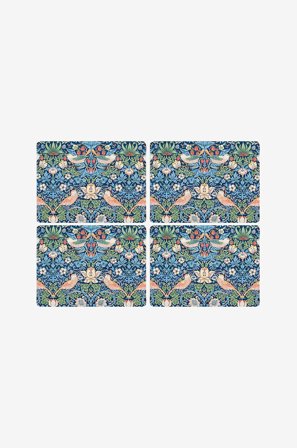 Pimpernel - Bordsunderlägg Morris & Co Strawberry Thief Blue 4-pack - Flerfärgad - Löpare & tabletter - Från Homeroom