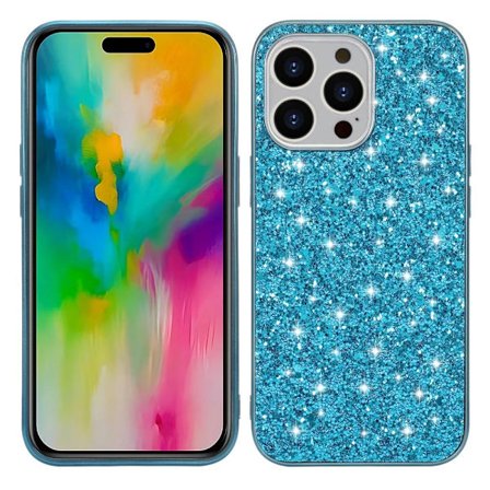 Glitter iPhone 16 Pro skal - Blå