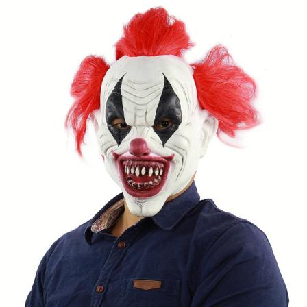Klovnemaske Halloween Skremmende atmosfære Dekorative rekvisitter Thrillerhodesett Prank Funny Dress Up Latex Mask