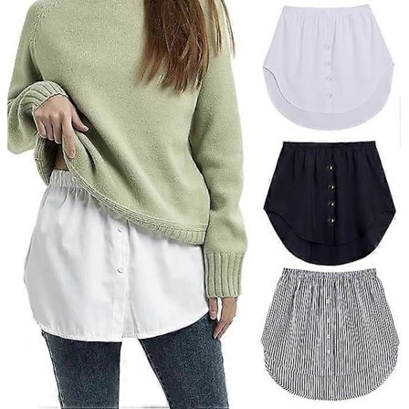 3 stk. underskjørt damebluse skjørtforlengelse, skjorteforlengelse bluse skjørt bluseforlengelse, skjorte skjørt underskjørt skjorteforlengelse, ex [