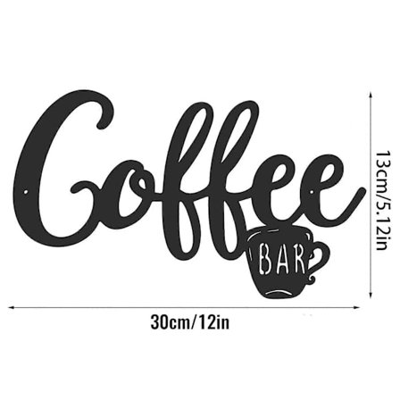 Metall Kaffebar Hengende Veggskilt Kaffestasjon Ord Bokstav Skilt Kafé Dekor Svart