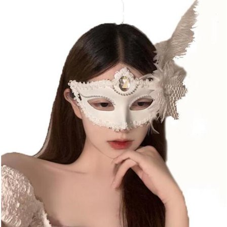 Halloween Maske Halv Ansigt Blonder Fjermasker