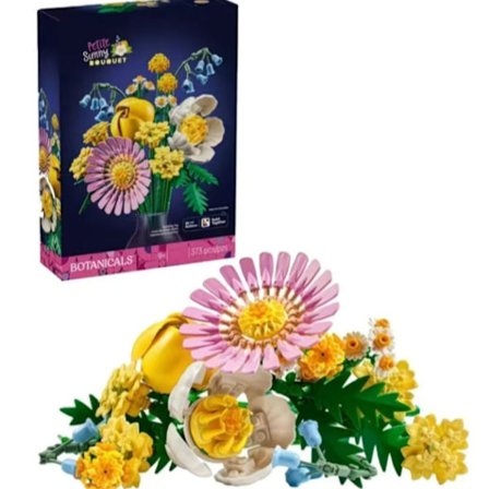 Botanicals Vakkert rosa blomsterbukett Byggesett med blomsterornament, Naturens gave, roser og en dahlia, Bygg din egen romdekorasjon