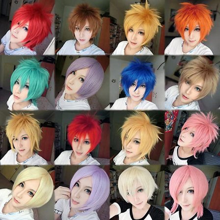 Cosplay kihara hiuspyrstö täysi peruukki lyhyt blondi peruukki naiset/miehet peruukki