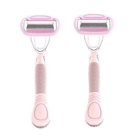 Smooth Razors Sensitive Rakhyvel för Kvinnor med Fyra Blad - 2-pack Rakhyvlar Speciellt Utformade för Hela Kroppen (Rosa)