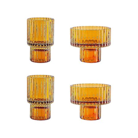 4 kpl kartiomainen kynttilänjalka, moderni uurrettu muotoilu, eri kokoja