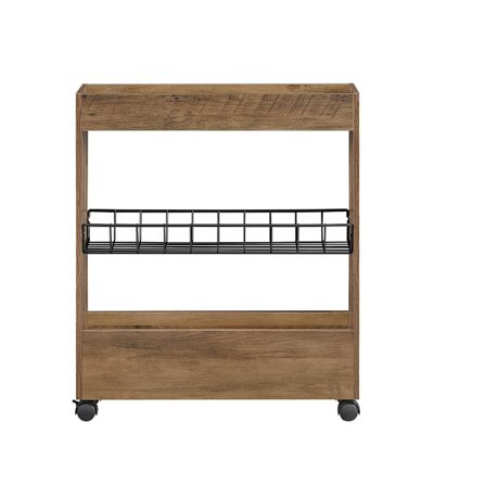 SoBuy træ lavt badeværelsesskab med hjul 60x20x70cm, funktionel BZR46-N