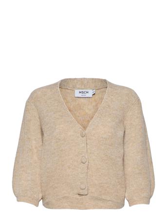Ziga Zenie Rib 2/4 Cardigan Strikkegenser Cardigan Beige MOSS COPENHAGEN