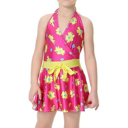 Barn Jenter Islamsk Muslim Modest Badetøy Rose Red 6-7 Years