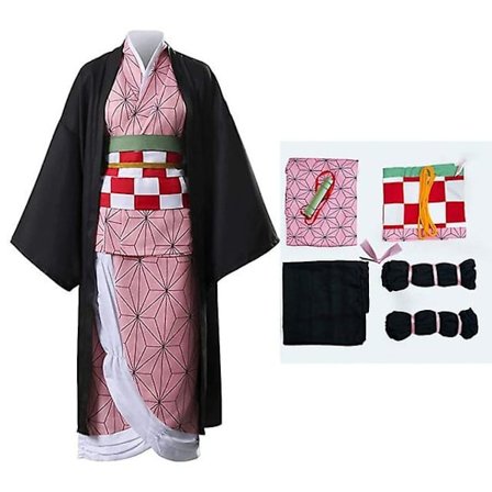 Anime Demon Slayer Cosplay-asu Kimono Peruukki Setti L V