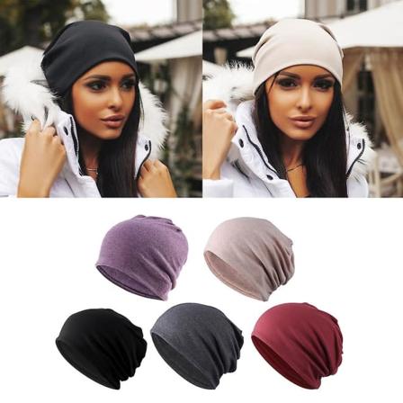 Slouchy Baggy Beanie Kemohætte Cap - 5-delt sæt i kaki, sort, grå, vinrød og lilla