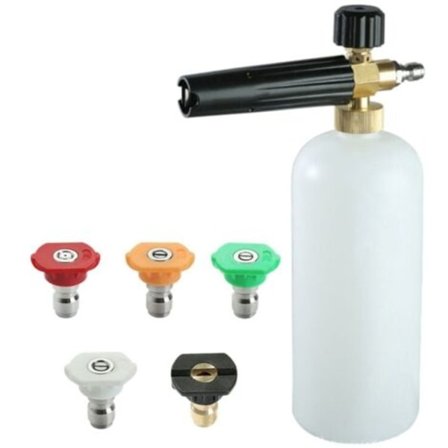 Skumlanse med 1/4" hurtigkobling, 1 liter, 5 dysespidser til højtryksrenser.pa