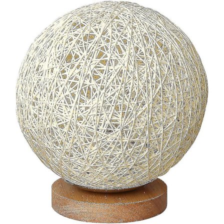Romantisk Bordlampe i Massivt Træ Natlampe Rattan Kugle Rund Skærm Med USB Opladningsport Natlys Sepak Takraw Natlys Soveværelse Sengelampe