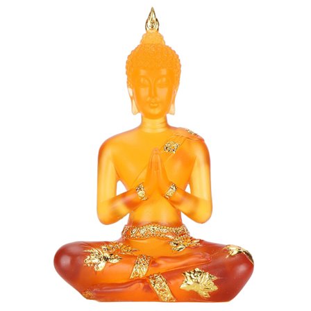 Transparent Sittande Buddha Staty Harts Skulptur Hemmakontor Feng Shui Dekor