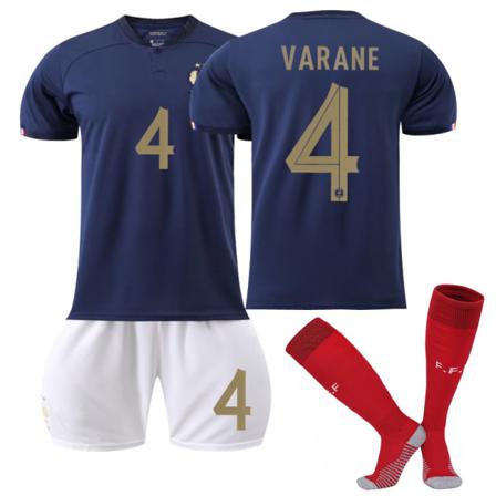 2022 Frankrig hjemme VM nr. 10 Mbappe 19 Benzema 11 Dembele voksen trøje fodbolduniform 22-23 France home number 4 #L