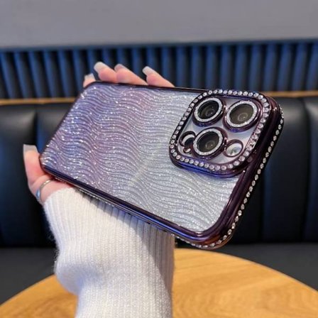 iPhone 16 Pro Skal med Diamant Vattenvåg Gradient Glitter