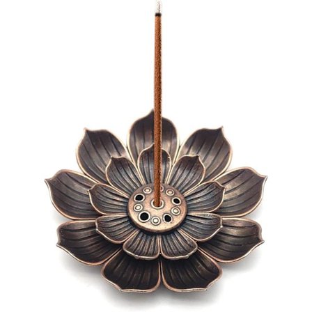 Lotus Rökelsehållare 6-Hål Mässing Stick Rökelsehållare Koppar Kon Rökelsebrännare Lotus Stick Rökelse för Kontor Hem SPA Yoga Te