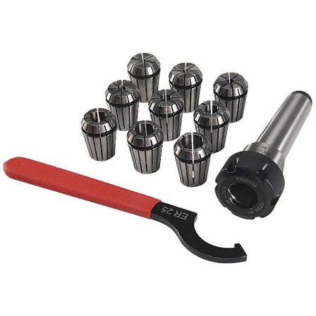 9 stk. Er25 fjederpatroner + 1 stk. Mt3 M12 Er25 patronholder Morse konus holder til CNC fræsning drejebænk værktøj