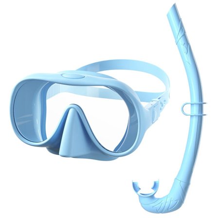 Snorkelisetti aikuisille, trendikäs macaron-väri, kehyksetön snorkkelimaski erittäin leveällä näkökentällä, huurtumista estävä snorkelisetti