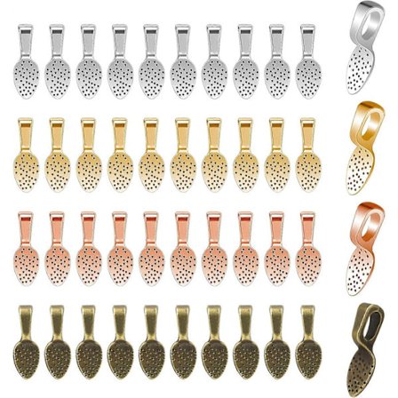 100 stk. Skje Lim På Bailer Anheng Flate Anheng Bailer Smykker Bailer, 5 Farger Belagt Små Anheng Bailer Halskjede Bailer Oval Lim På Øre_Billiga G