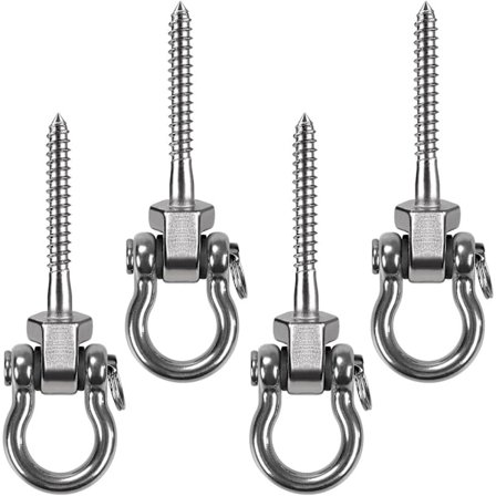 Gungfästen - Set med 4 rostfria skruvbeslag för hängstolar, hängmattor etc. - 816 kg kapacitet - Inom- och utomhusbruk
