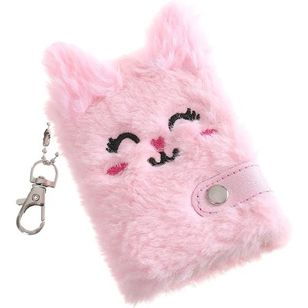 Anteckningsbok Spiral Söt Katt Plysch Anteckningsbok Kawaii Hänge Nyckelring Anteckningsbok Daglig Plan Dagbok Anteckningsblock Pappersvaror (Färg : 