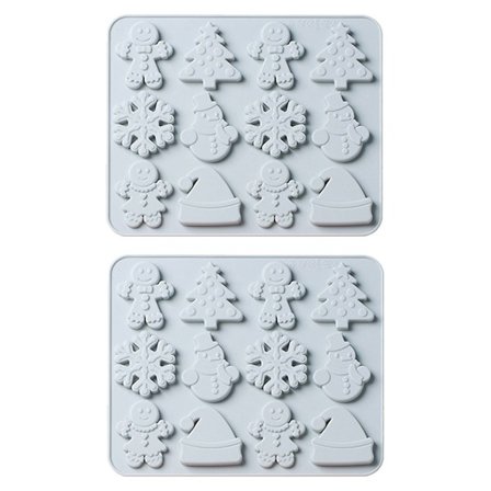 Köksbakform - pepparkaksgubbe snöflinga jul choklad silikonform kakor godis kompletterande farinsockerkaksform, blå
