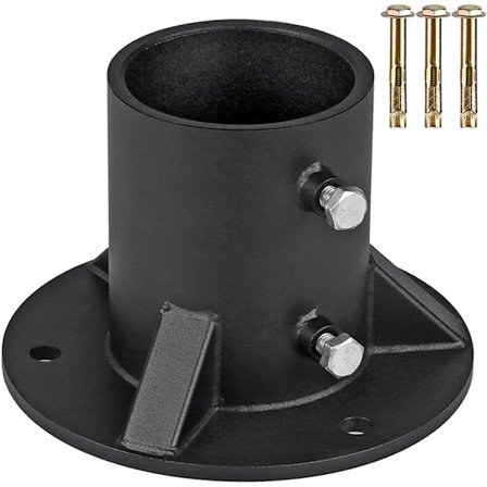 Svart Stolpfotsfäste för Pergola, Räcke, Brevlåda, Runt Staket, Väggmonteringsfläns, 52 x 110 x 145mm