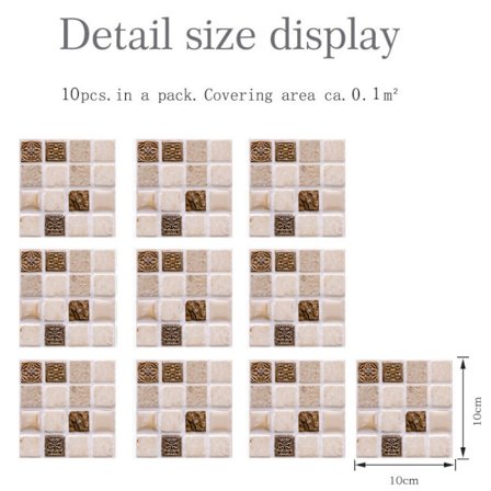 3D-mosaiikkilaatta-tarratapetti kylpyhuoneen seinäkoriste Kahvi