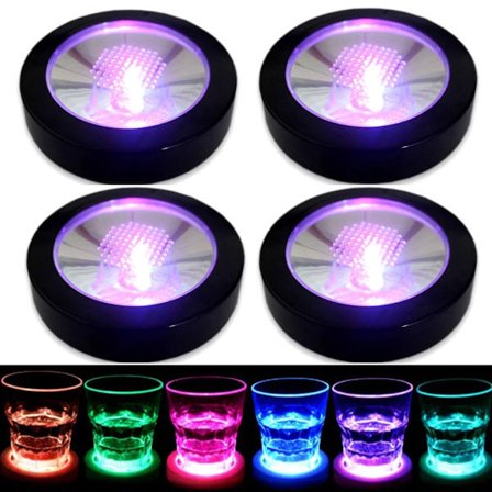 LED Drikkeunderlag Kopunderlag med Lys Gravitationssensor Drikkepuder til Bar Fest Klub, 4-pak