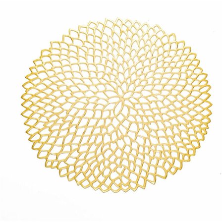 Plastmåtte til spisebord PVC Plastik Hul Isolering Rund Barok Middelhavs Coaster Pads Bordskåle Måtter Hjemmeindretning Guld