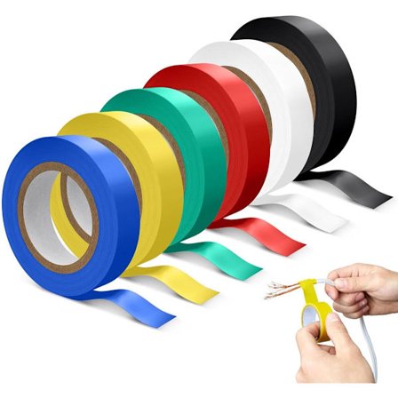 Elektrisk tape pakke med 6 16mm x 10m isoleringstape autotape ledningsklæbende tape til reparation og beskyttelse af elektriske sorte blå grønne hvide