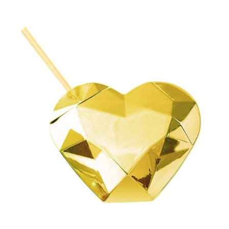 800ml Heart Shaped Cup Disco Glitter Ball Cup GOLD