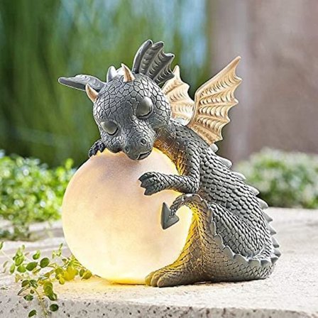 Dragon Statue Havefigur Solcelledrevne LED-lys udendørs