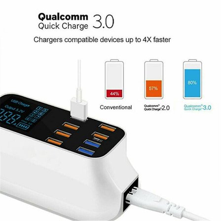Qc 3.0 Snabbladdning 8 Portars USB Hub Typ C Skrivbordsdockningsstation LCD-skärm