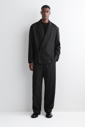 COS Homme Blazer Cache-Cœur En Laine À Fines Rayures in Gris