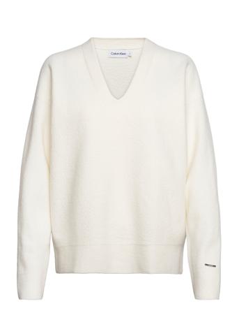 Boiled Wool Sweater Pullover Hvit Calvin Klein*Betinget Tilbud