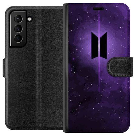 Kompatibelt Lommeboketui til Samsung Galaxy S21+ 5G BTS-logo lilla galakse kpop armé plakat rom verdensrommet stjerneskudd koreansk musikk band symbol