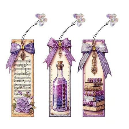 Diamantmålning Bokmärkeset om 3, 5D Handgjort DIY med Dekorativa Tofsar, Perfekt Gåva för Bokälskare Examen Födelsedag