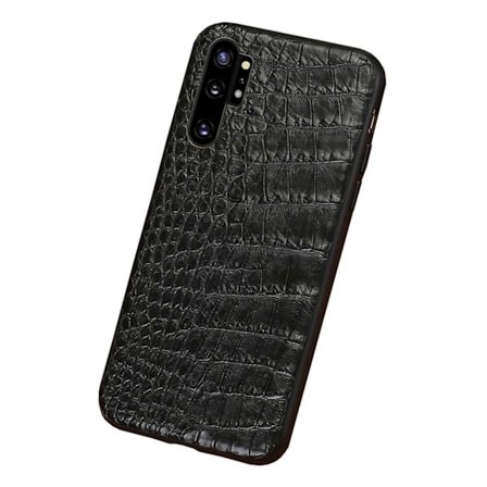Galaxy Note 10 Plus Mobile Shell Black Læder Læder Crocodile Shell