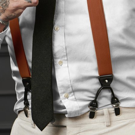 Brede Bruine Clipbretels voor mannen - Bretels met clips